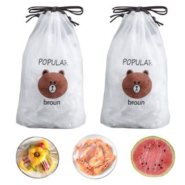 Amfrpar Pack of 200 Reusable Food Storage Bags for Food Cling Film with Elastic Sealing Bags Food Cover Elastic Cover for Bowl Plates
