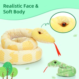 MorisMos Giant Snake Teddy Stuffed Animal, 200cm Yellow Mom Snake Plush with kawaii Baby Inside, Cuddly Big Snake Soft Toy Large Fluffy Snake Present for Kids Birthday Christmas Deco