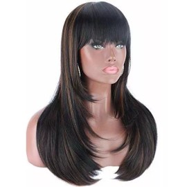 Kalyss Peluca Negro Con Marrón Liso 60 Cm Kalyss