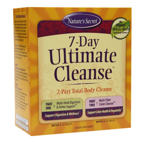 Nature's Secret 7 Day Ultimate Cleanse - 2 Part Total Body Cleanse Promotes Healthy Digestion & Elimination with Multi-Herb Detox Blend & Multi-Fiber Colon Cleanse - Natural Rejuvenation - 72 Tablets
