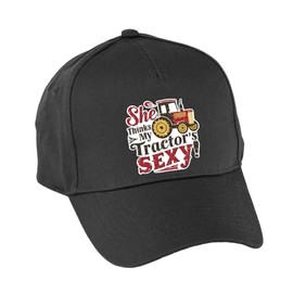 Hippowarehouse She Thinks My tractor's Sexy Premium Printed 5 Panel Baseball Cap hat OneSize Adults Black
