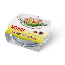 Simax Round heatproof dish with lid 1L, one size, clear