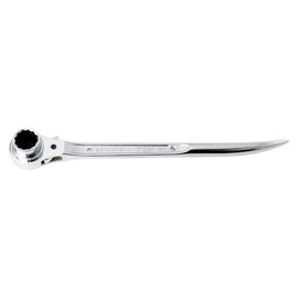 TOP Industrial Ratchet Wrench, Fully Polished, Curved Point, 0.7 x 0.8 inches (17 x 21 mm), Scaffolding, Residential, Tsubame-Sanjo, Japan-Made, RM-17x21N-S-SV