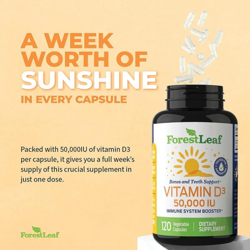 Vitamina D3 50,000iu Inmunidad Corazon 120 Capsulas Eg D72