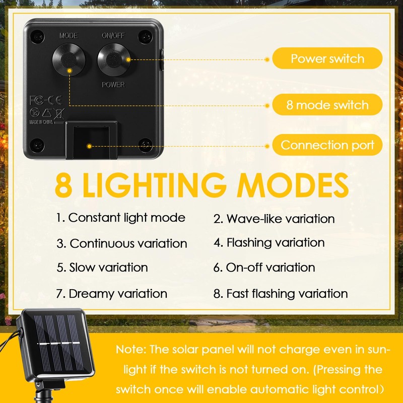 Mushroom Solar Lights for Garden Outdoor 50LED 23FT Solar Powered
