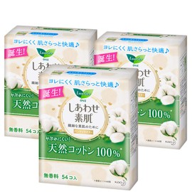 Laurier Happy Skin Liner, Natural Cotton, 54 Pieces x 3 Sets (162 Pieces)