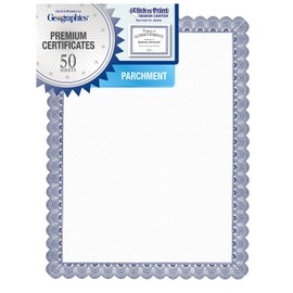 Geographics Conventional Blue Certificate - 24 lb - 11" x 8.50" - Inkjet, Laser Compatible - Blue with White Border50 / Pack