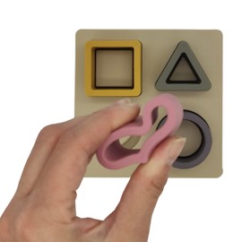 PAPU BABY Juguetes de Bloques de construcción de Figuras geométricas apilables de silicón para bebés y niños pequeños. (Rosa)