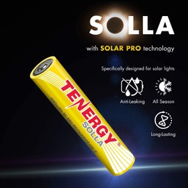 Tenergy Tenergy Solla AAA Rechargeable NiMH Battery, 600mAh Solar Batteries for Outdoor Solar Lights, Outdoor Patio Lights, Anti-Leak, Outdoor Durability, 5+ Years Performance, 24 Pack, UL Certified