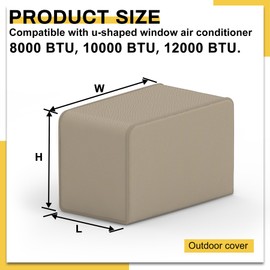 Powrocket Window Air Conditioner Cover for U-Shaped Window AC Units,3 Layers Waterproof Window Air Conditioner Covers,Insulation Winter Window AC Cover for Outdoor AC Unit