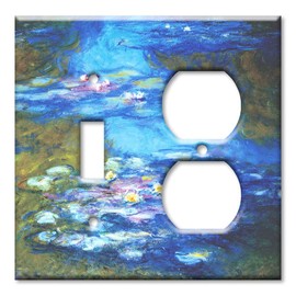 Art Plates - Decorative Printed OverSized - Jumbo Metal Switch Plate - Oversize Decorative Metal Wall Plate - Combo: Toggle - Outlet - Monet: Irises II - (Made in USA)