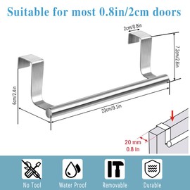 THATSRAD 2 Pack Door Towel Holder Kitchen Tea Towel Holder Kitchen Towel Holder for Hanging 23 cm Kitchen Cabinet Tea Towel Holder No Drilling Towel Rail Door Hanging for Drawers Cabinet Doors