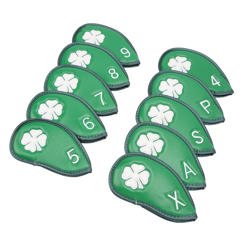 10 PCS Golf Club Head Covers Four Leaf Clover Pattern