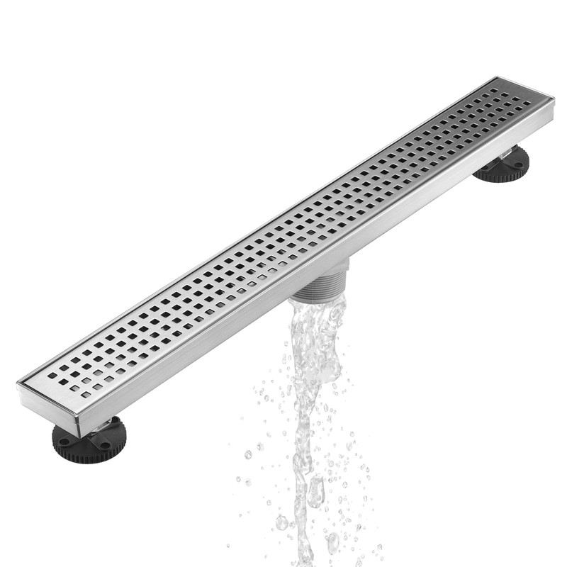 Sharp-tec 32 inch Linear Shower Drain, Brushed Rectangular Floor Drain,