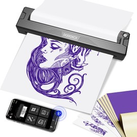 Máquina impresora de plantillas de tatuaje, impresora térmica inalámbrica Bluetooth portátil mejorada 2026 para artistas de tatuajes y principiantes, con 3 piezas de papel de transferencia y papel