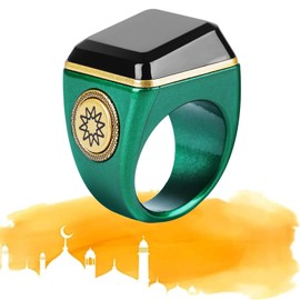 Yuentoen Smart Tasbih Ring, Muslim Digital Ring with 0.49in Display,Tasbih Tally Clicker Finger Counter,Prayer Time Vibration Remind, Counter Prayer Reminder (Color:Green, Size:20mm)