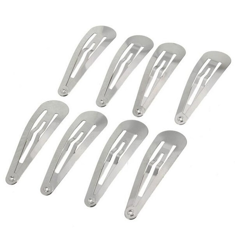 Metal Silver 50 Pcs Mini Small 30mm Snap Hair Clips