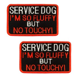 2 PCS Service Dog I'm So Fluffy Patch Embroidered Tactical Applique Hook and Loop Emblem Badge Patch for Working Training Dogs Guide Dog Medium/Large Dogs Harness Vest Clothes