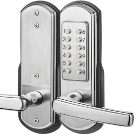 Keyless Entry Door Lock with Handle - Mechanical Lock with Keypad, Digital Code Combination Door Lock Made of Stainless Steel 304 for Enhanced Durability and Security, Right Handed (NOT a Deadbolt)