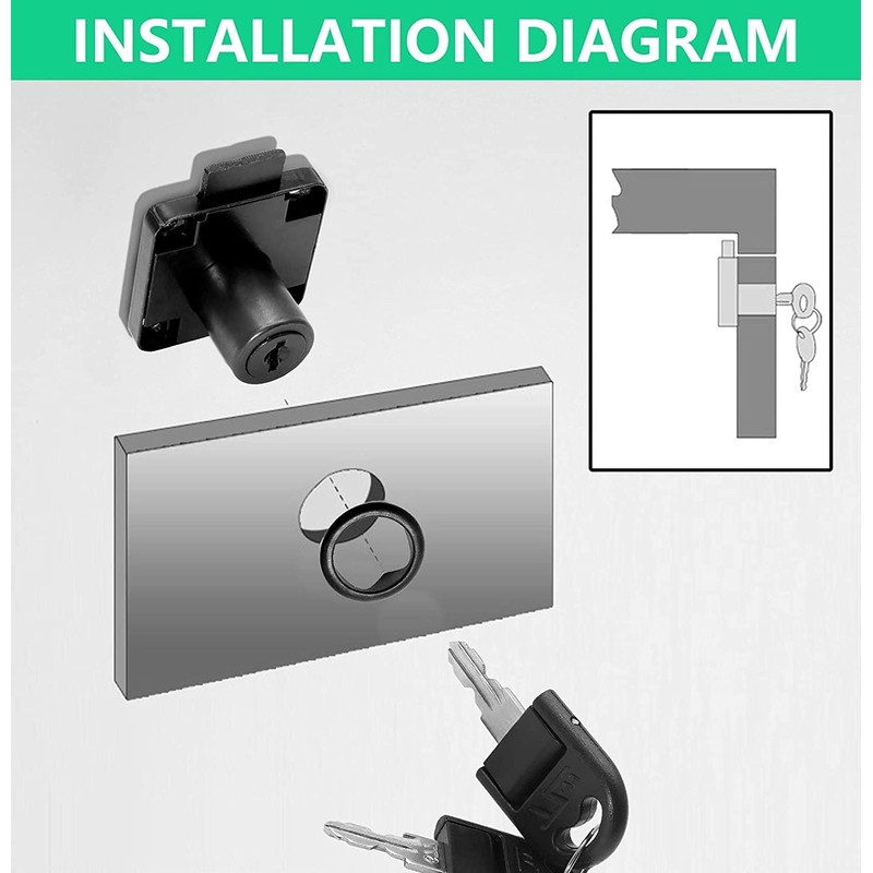 Jiozermi 4 Packs Drawer Lock with Keys, Desktop Lock with