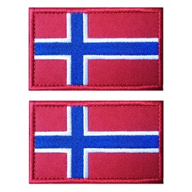 2 PCS AliPlus Norway Flag Patches Embroidered Tactical Military Morale Patch Applique Fastener Hook and Loop