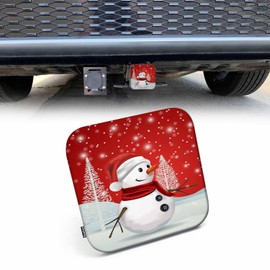 Beabes Snowman Hitch Tube Cover 2 Inch Winter Christmas Snowman Snowflake Red Rubber Receiver Tube Hitch Plug for Cars, Square Hitch Box Cover Towing Hitch Plug Covers for Trucks