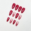 24Pcs Fall Press on Nails Short Almond Fake Nails Red