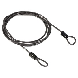 PATIKIL Security Steel Cable 2.5mm x 1.5m/4.92ft Coated Luggage Lock Wire Rope with Double Loop Black