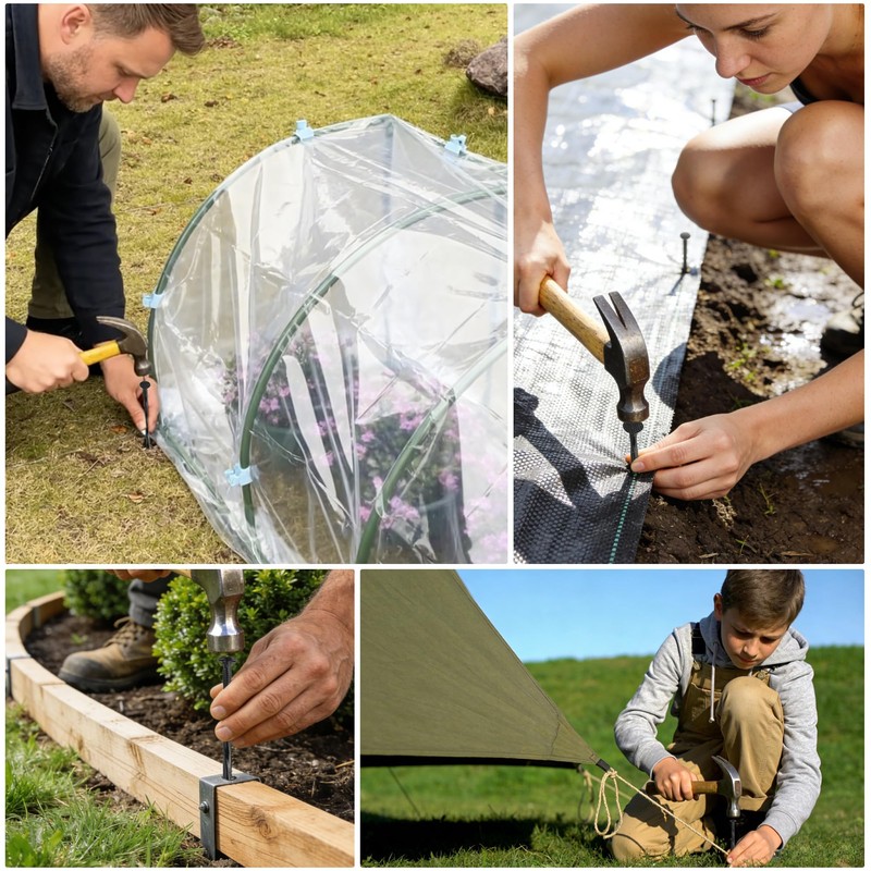 POSEOFFR 12 Inch Heavy Duty Landscape Stakes, 15 Pack Metal