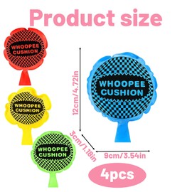 4 PCS Whoopie Cushion Set,Whoopee Cushion, Funny Prank Toys for Kids, Ideal for Parties, Stocking Fillers, and Office Pranks, Includes Red, Yellow, Blue, and Green