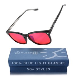 Sleep ZM Blue Light Blocking Glasses for Women + Men - Better Sleep + Anti Eye Strain Protection - Computer Screens & Gaming - Translucent Blue Wayfarer- 99% Night-time Amber Lens