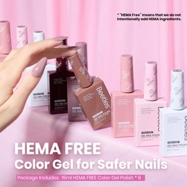 Nude Brown Gel Nail Polish Set – 6 Colors HEMA Free Neutral Gel Polish Kit, Same Color Bottle Gel Soak Off UV LED Nail Gel for Fall Nude Manicure at Home or Salon