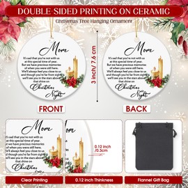 Uiifan Christmas Memorial Gift for Loss of Mom Hanging Ornament Memorial Ceramic Pendant Christmas Tree Ornaments Mother Condolence Memorial Bereavement Gift Sympathy Gift for Loss of Mother