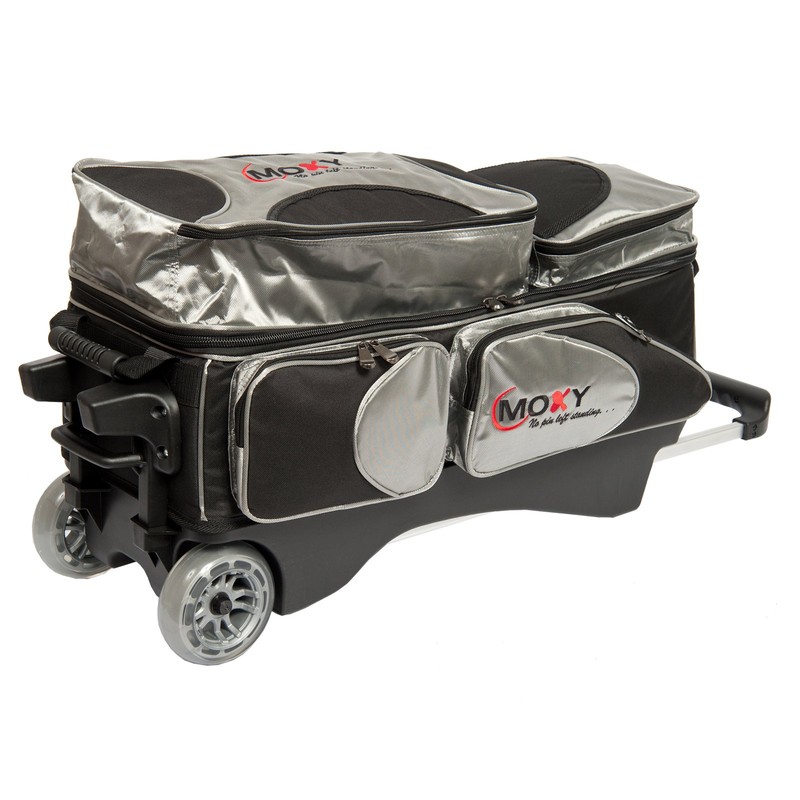 Moxy Bowling Products Deluxe Triple Roller Bowling Bag- Silver/Black