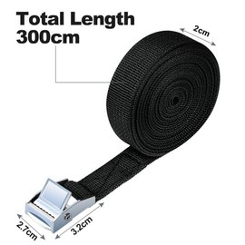 URAQT Lashing Strap Mounting Strap, Pack of 4, 150 kg, 3 Metres, Ratchet Lashing Strap, Width 20 mm, Lashing Strap, Adjustable Mounting Straps with Clamping Lock for Transport, Cargo, Luggage,