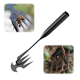 Weeding Artifact Uprooting Weeding Tool, 4 Teeth Dual Purpose Weed Puller Tool Garden Weed Pulling Tool Garden Weed Remover Tool Gardening Hand Weeder Tool Portable Garden Weeder Tool (A/10.6 Inch)