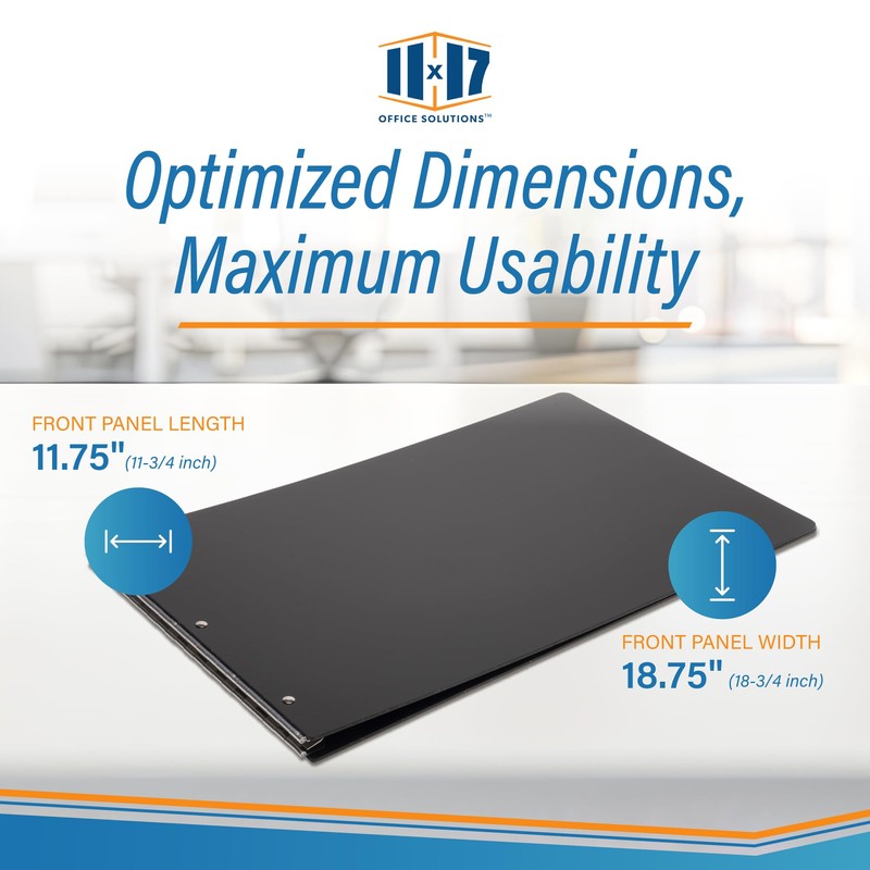 11x17 Binder, Acrylic Fixed 3-Post Landscape Document Organizer. Elegant Black