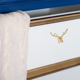 jojofuny Deer Head Cabinet Knobs Vintage Deer Drawer Handle Retro Animal Door Handle Knob Furniture Chest of Drawers for Dresser Wardrobe Cupboard Drawer Dresser