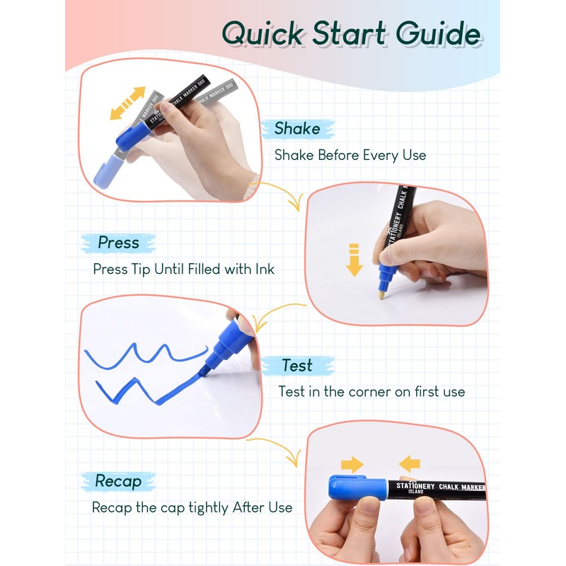 STATIONERY ISLAND Chalk Pens for blackboard, Liquid Chalk Markers for