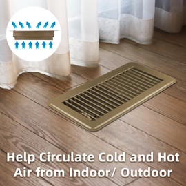 Floor Register 4x8, Heavy Duty Steel Walkable Floor Vent Covers, Air Vent Covers with Adjustable Air Supply Lever for Home Floor, Sidewall, 2 Pack, Brown