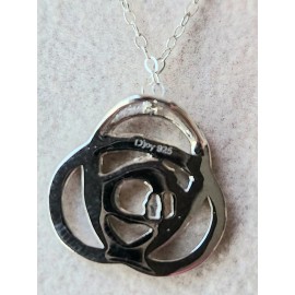 D'Joy Platinum/14K Vermeil Over Sterling Love Knot with Clasped Hands Necklace, 18 In.