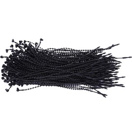 Fodattm 1000PCS Adjustable Security Beaded Loop Tie Plastic Paper Price Tagging Fastener Snap Lock for Hang Tags Price Tags or Clothing Tag (Black, Length: 5 Inch)