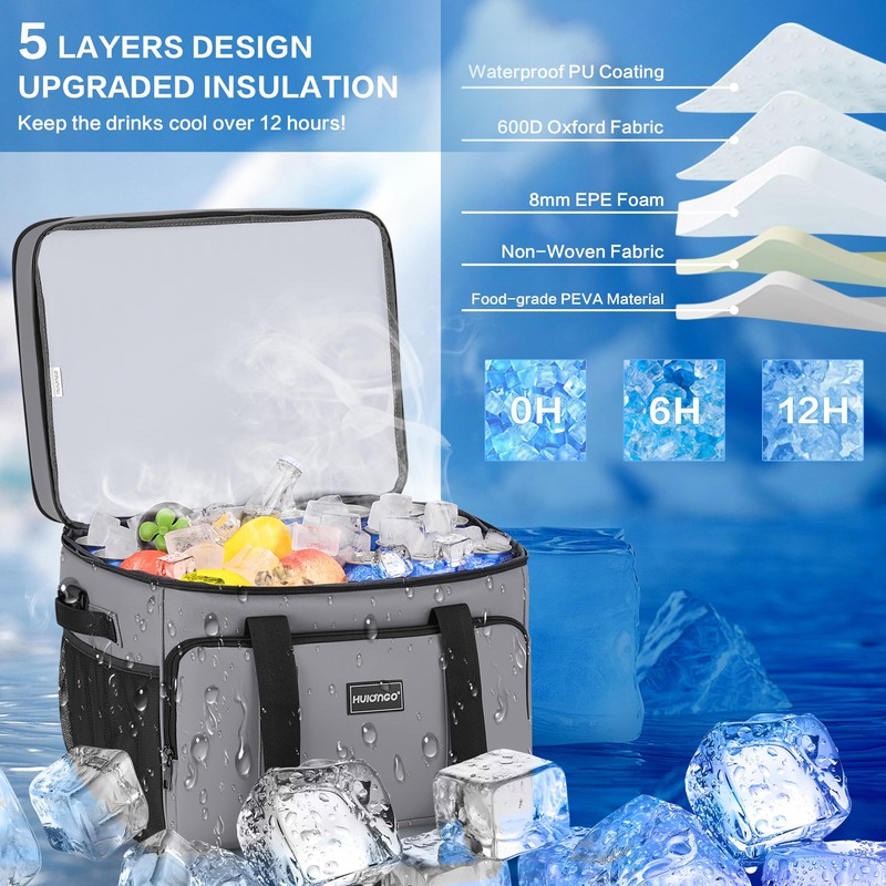 Hulongo 42L Soft Cooler, Insulated Large Cooler Bag for Beach,