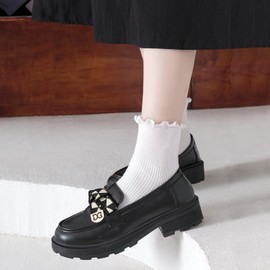 Mcool Mary - Calcetines casuales con volantes para mujer, calcetines de punto transpirables de algodón suave con volantes para mujer, paquete de 6, (3black+3white)-1, 5-9