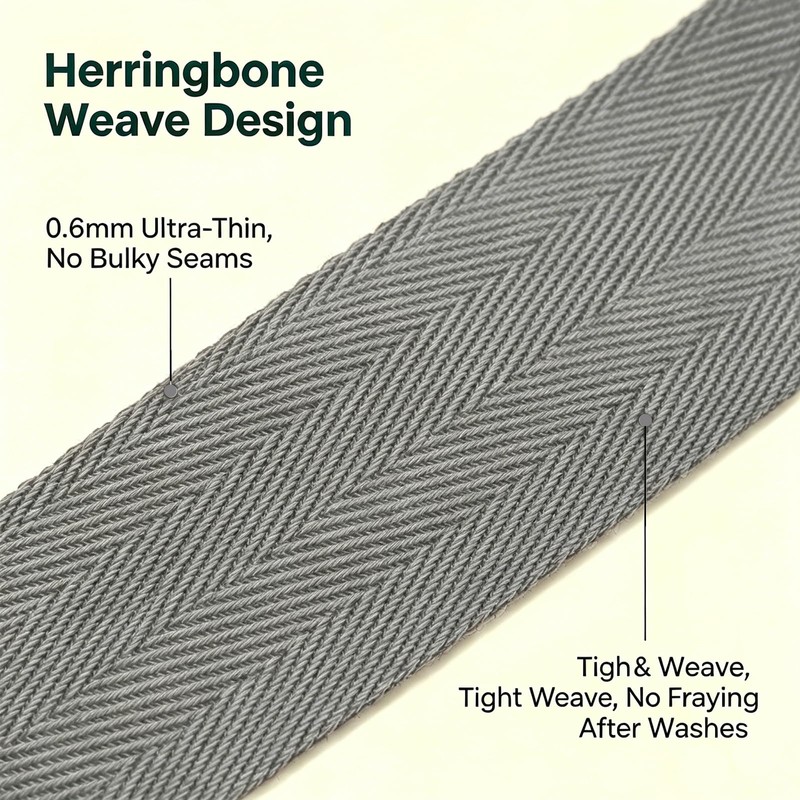 ZHFMLY 2 Inch Gray Herringbone Webbing - 12 Yards Cotton