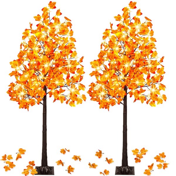 VIVATREES 2 Pack 6FT Artificial Lighted Maple Tree with 120