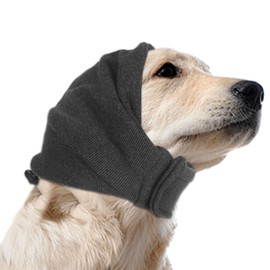 Dog Calming Hoodie, Dog Ear Cover Muffs Noise Protection No Flap Ears Wraps for Dogs, Adjustable Dogs Headphones Quiet Head Ear Wrap for Anxiety Relief Grooming Force Drying(Grey, Large)