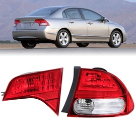 Pinkomoto Outer Inner Tail Lights set Compatible with Honda Civic 2009 2010 2011, Right Brake Turn Signal Taillight, Passenger Side Taillamp Replacement