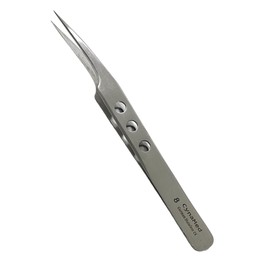 Set of 8 Precision Tweezers with Fine Tips Lightweight Perforated Handle - German Stainless Steel