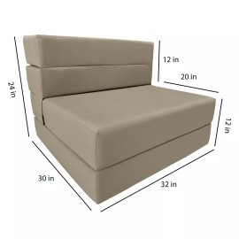 Danfuton Lounger Folding Foam Mattress, Portable Sleepover Chair Bed 6 x32 x 80 Tan